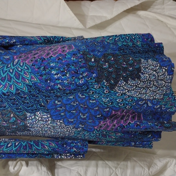 Beautiful peacock feathers tunic top/dress, sz med - Picture 3 of 16